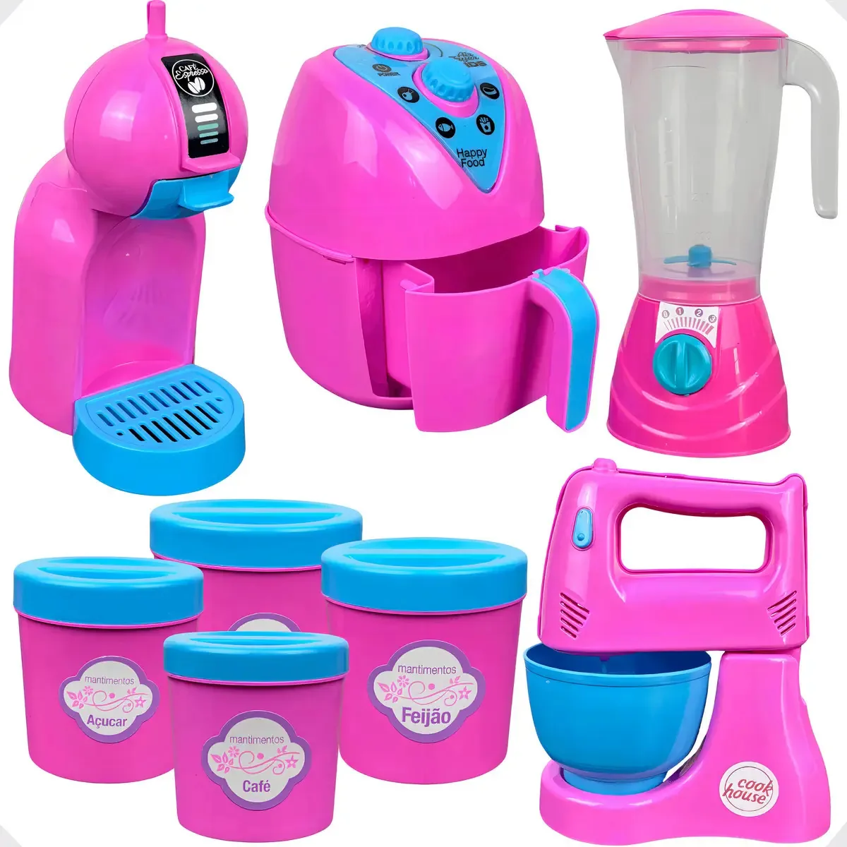 Kit 5 Brinquedos Faz De Conta De Cozinha Altimar De Menina Cor Rosa E Verde