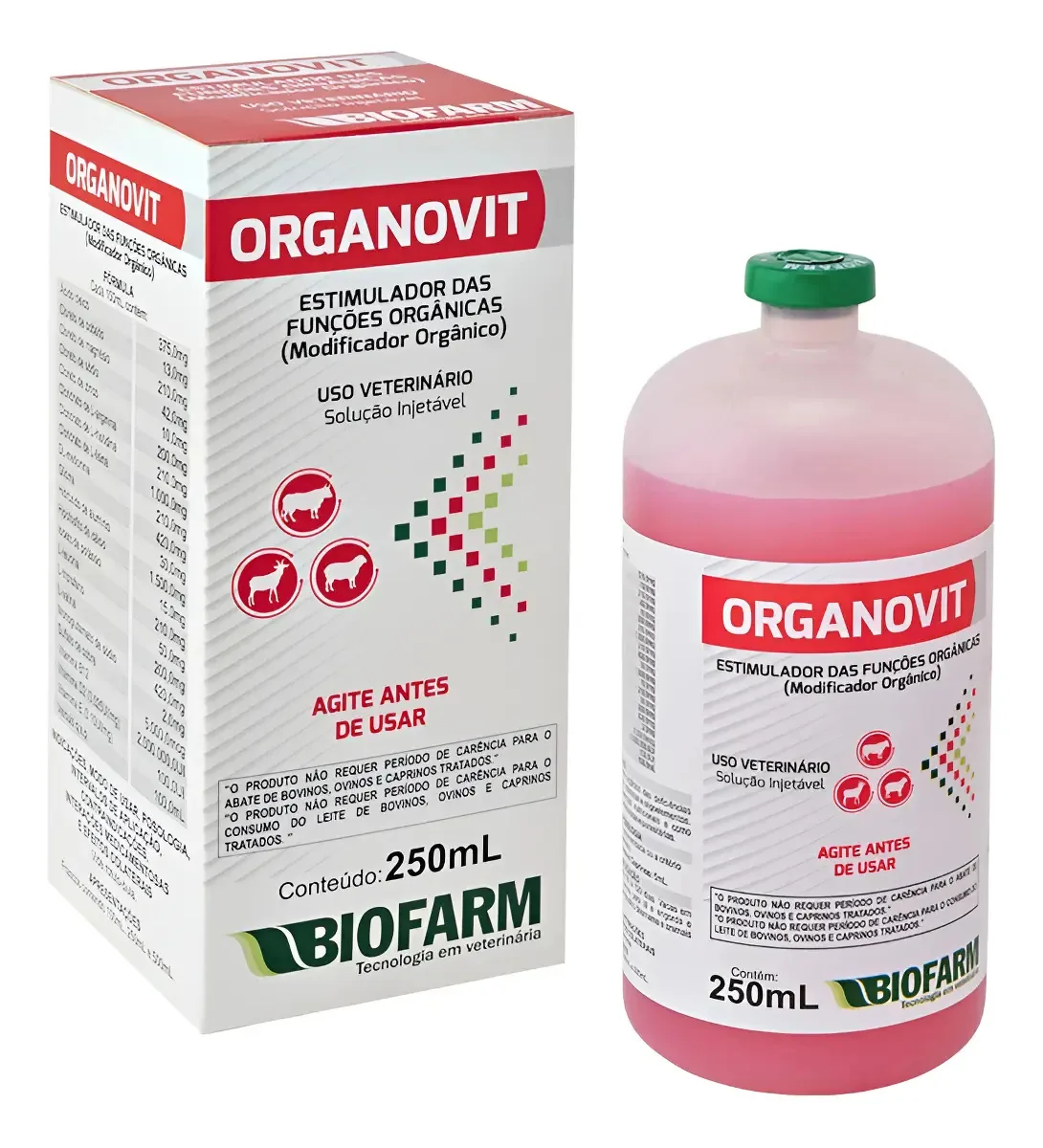 Organovit Biofarm 250ml Suplemento Líquido para Bovinos e Caprinos