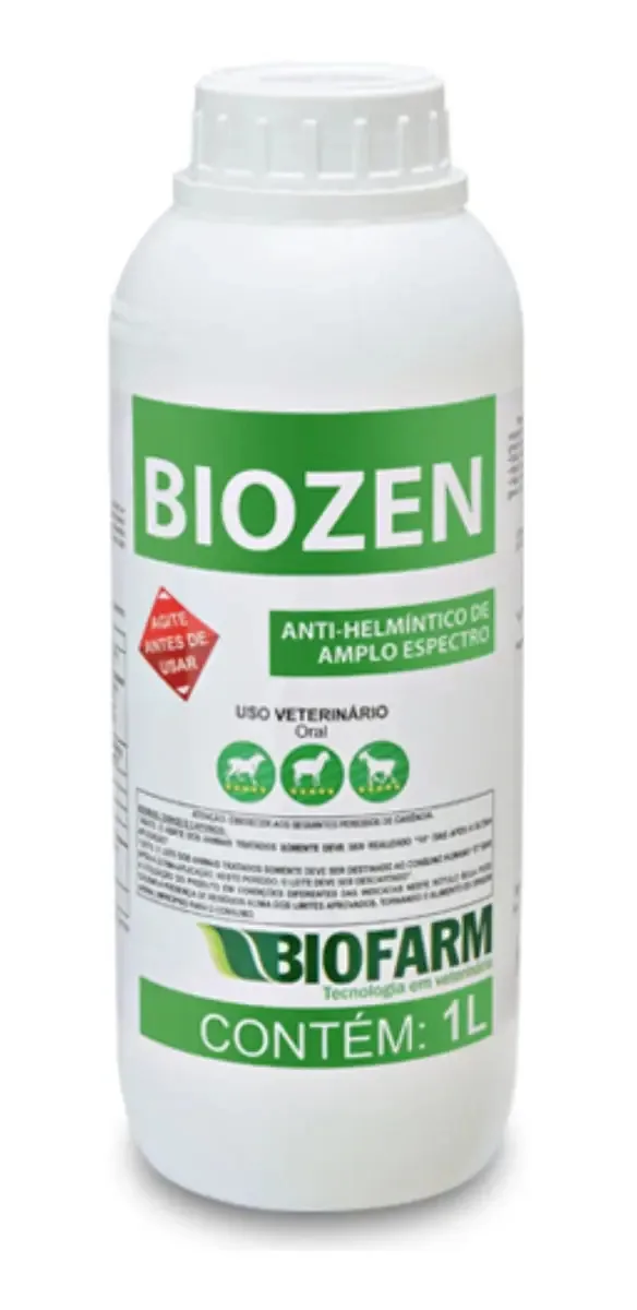 Vermífugo Biofarm Biozen Oral 1L para Bovinos, Ovinos e Caprinos