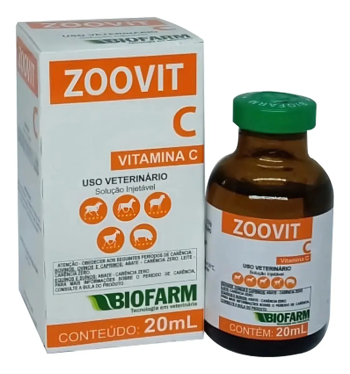 Zoovit C 20Ml Vitamina C Biofarm Equinos e Bovinos 20 mL