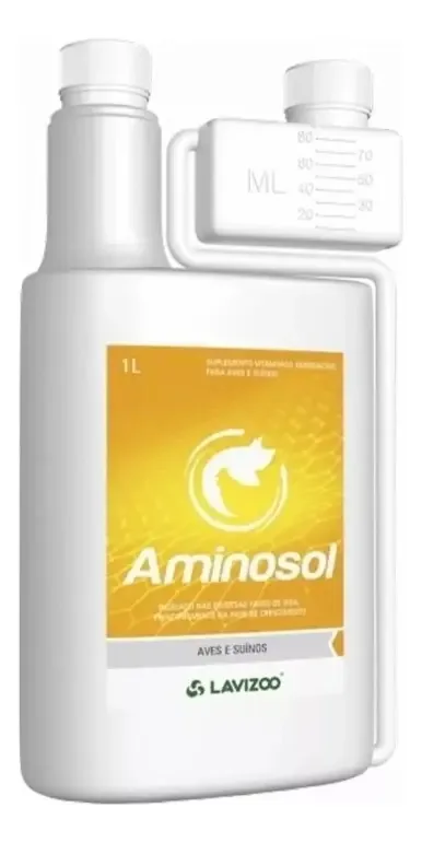 Aminosol 1 Litro - Lavizoo - Suplemento Animais Aves Equinos