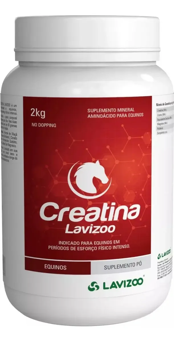 Creatina Lavizoo para Cavalos em Pó 2kg Suplemento Equino
