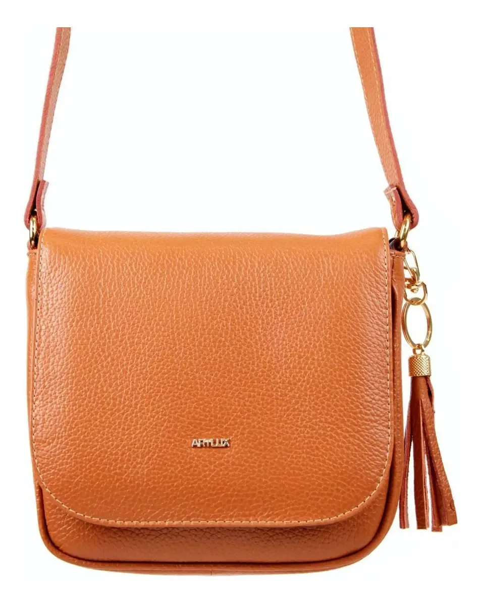 Bolsa Transversal Em Couro Artlux - Caramelo