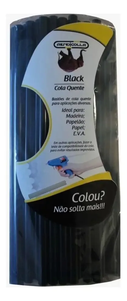 Bastão Cola Quente Preta 7,5mm 30cm 1kg Rendicolla Black Fina