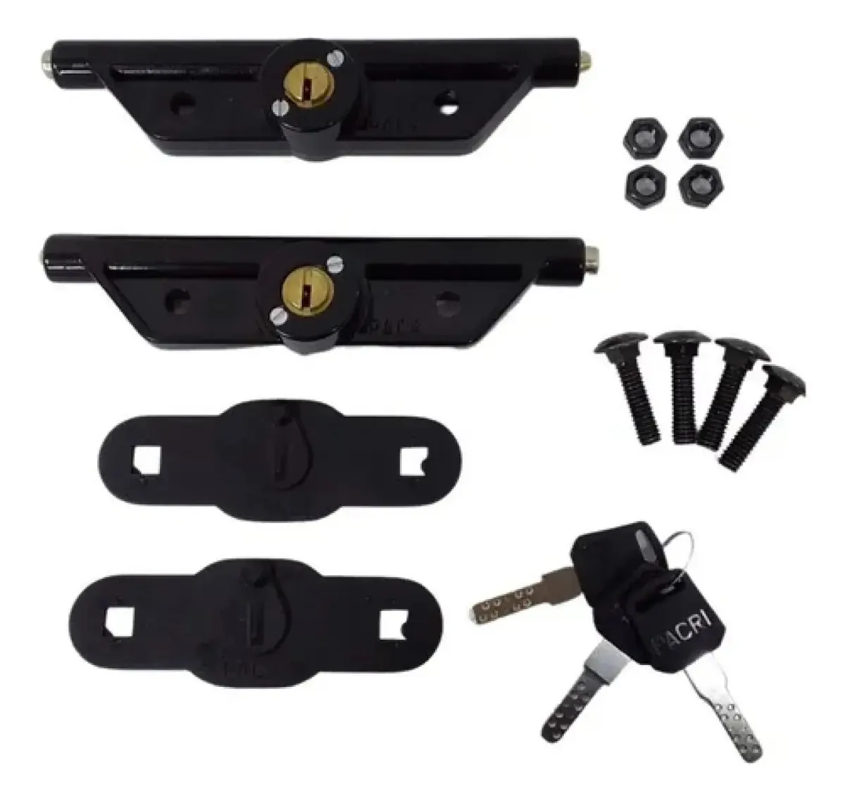 Kit Fechadura Trava Cadeado Lateral Pacri Porta Aço Enrolar Cor Preto
