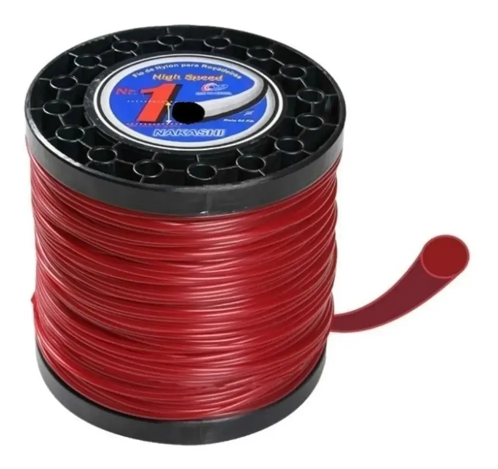 Bobina Fio Nylon Nakashi 1kg 2,5mm Vermelho P/ Roçadeiras