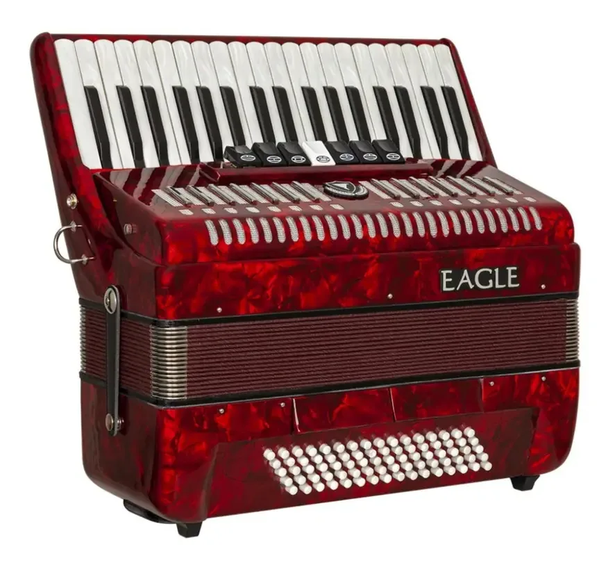 Acordeon Eagle Ega 0780 Prd Vermelho Perolizado 80 Baixos