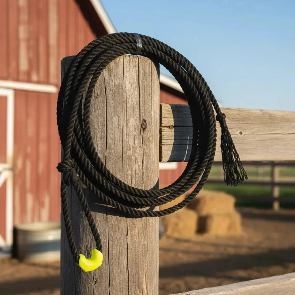 Laço Americano Torcido Team Roping 10mts Preto Boi Cavalo