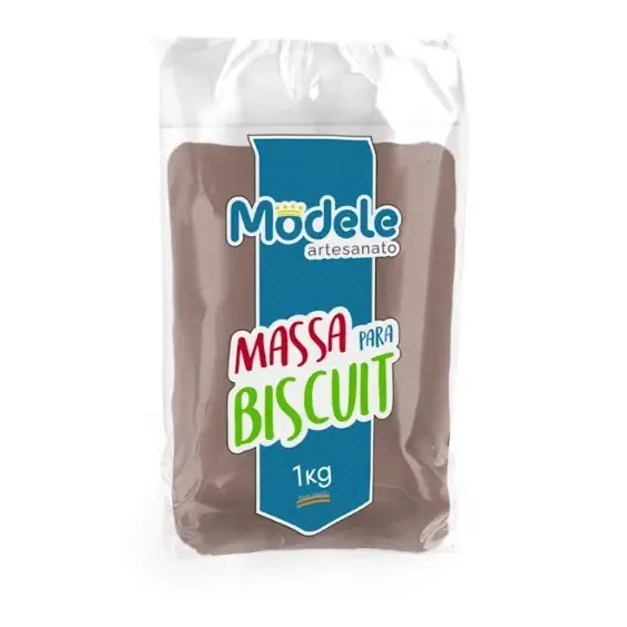 Massa Biscuit Natural 500g Marrom Para Artesanato Profissional