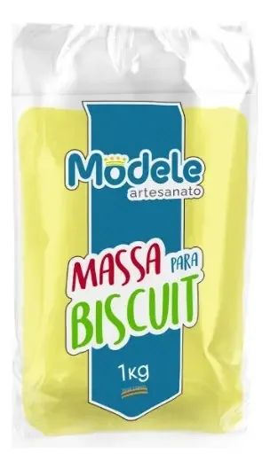 Massa de Biscuit Amarelo Modele 1kg Textura Suave Para Modelagem
