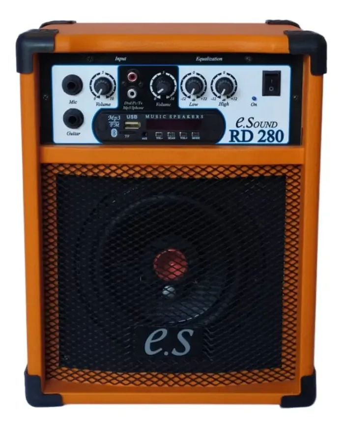Caixa Amplificada E-Sound RD 280 40W Bluetooth Mic Guitarra Laranja