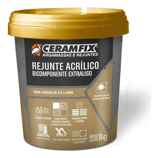 Rejunte Acrilico Bic Extraliso 1kg Ceramfix Grafite