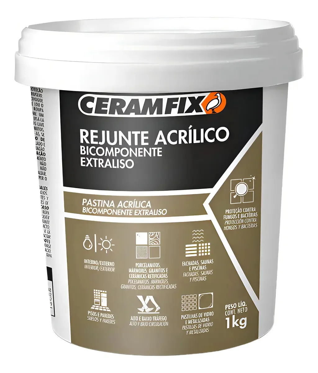 Rejunte Acrilico Bicom Extraliso Ceramfix 1kg Preto Grafite