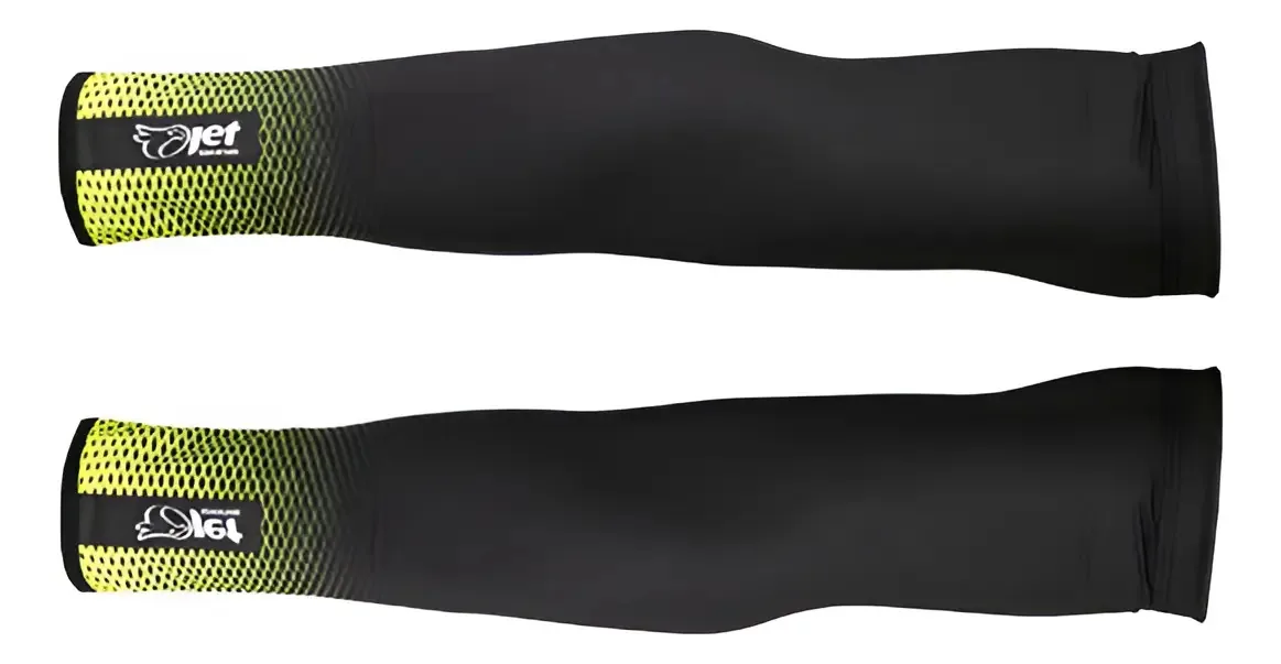 Manguito JET Proteção Solar UV+50 Preto/Amarelo Ciclismo Tamanho G