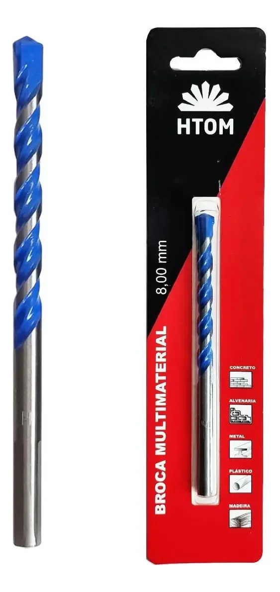 Broca 8mm Multifunção Multimaterial Htom Para Alvenaria e Metal