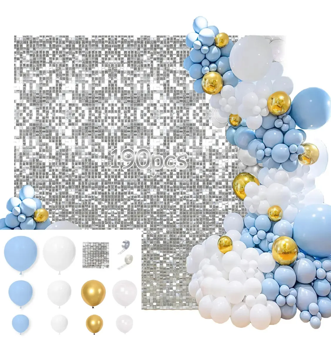40 unidades de painéis de parede decorativos 4D Shimmer enviam 150 balões
