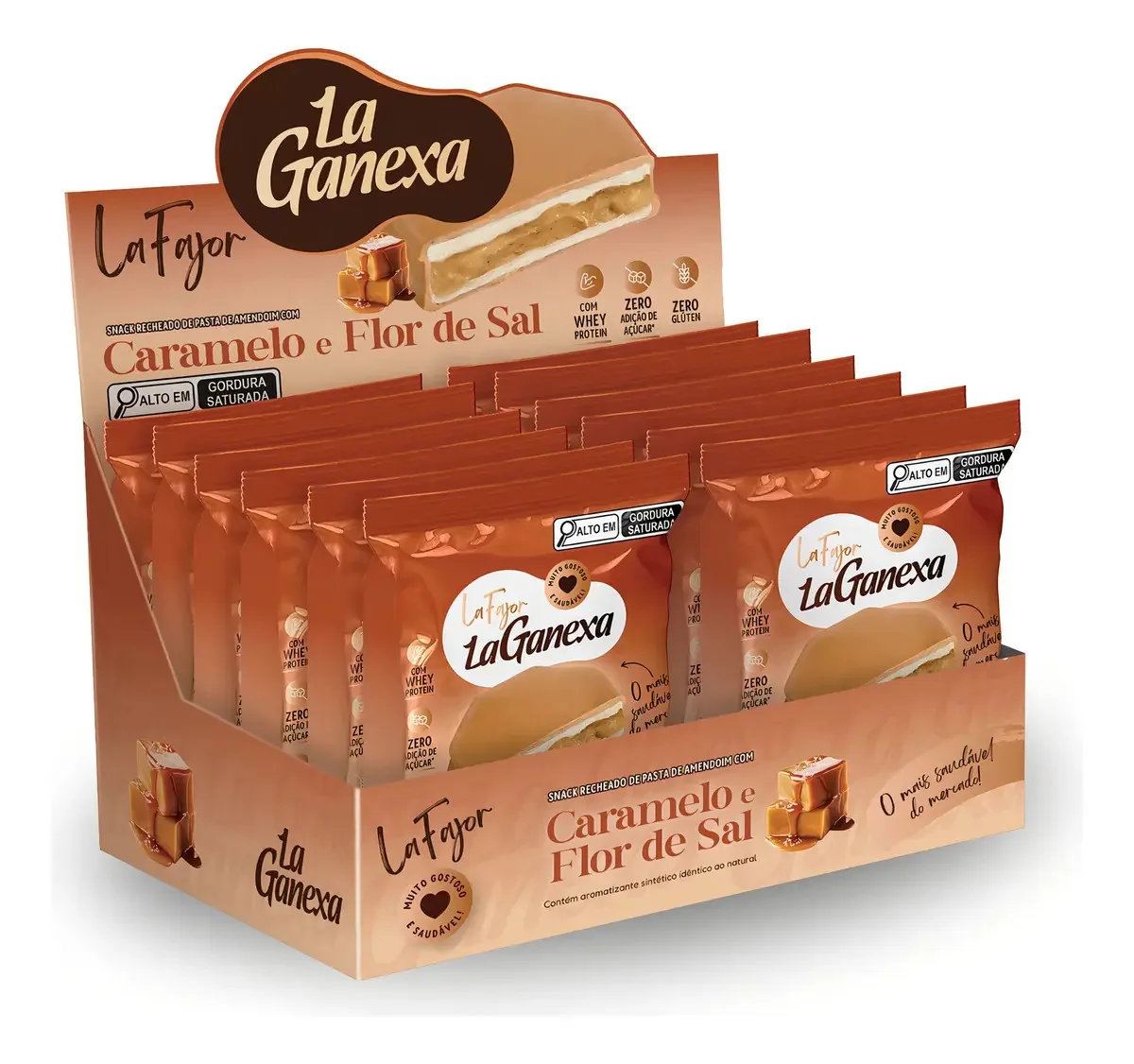 Alfajor de Caramelo e Flor de Sal La Ganexa Sem Açúcar e Glúten com 12 Unidades