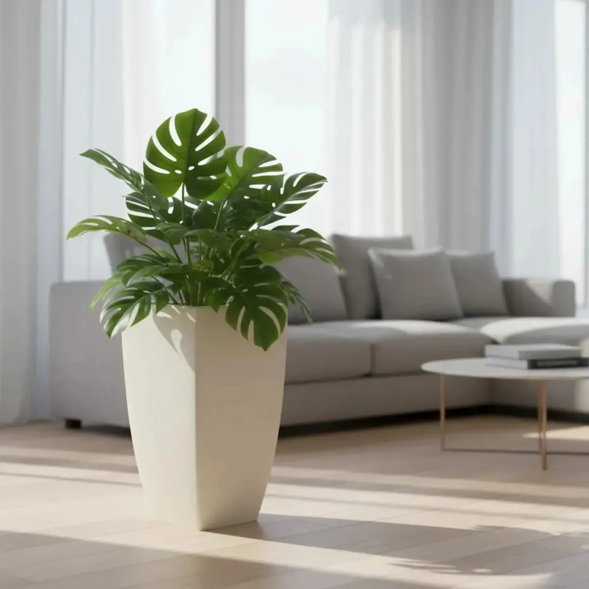 Vaso Cachepot Fino De Polietileno Para Plantas E Decoração Cor Bege