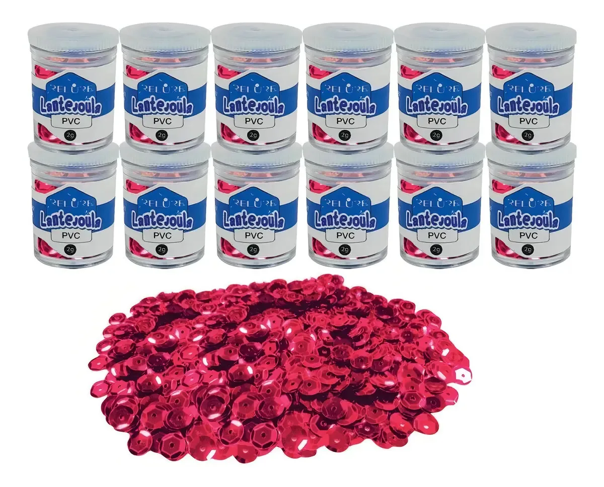 Lantejoula Metalizada Pink 10mm. Pote 2g