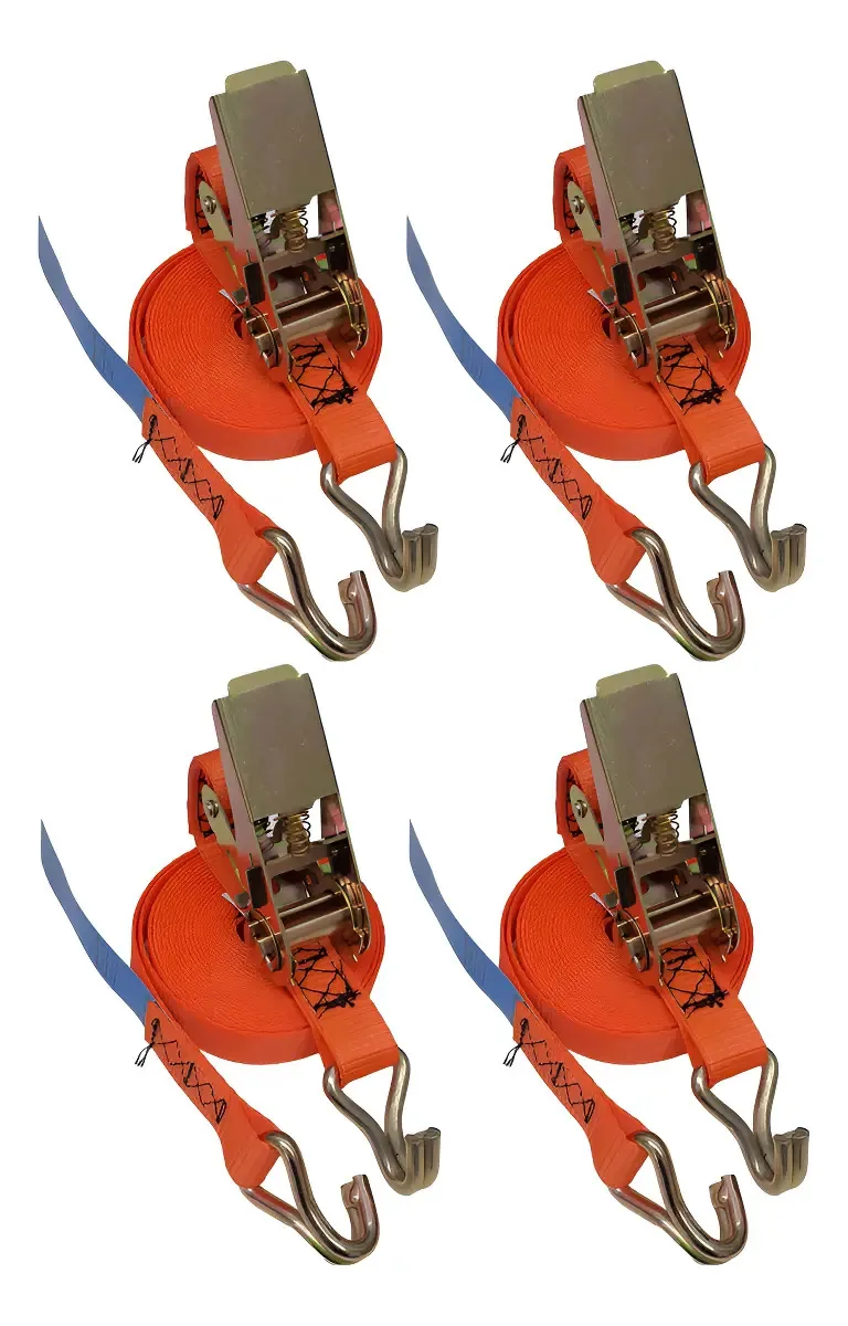 Kit 4 Conjuntos Catraca E Cinta Amarração De Cargas 800kg Cor Laranja
