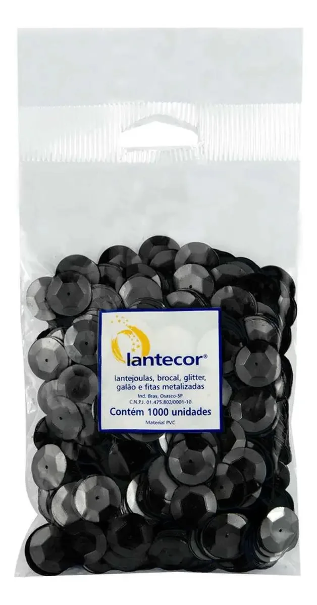 Lantejoula Preta 8mm Com 1000 Unidades - Lantecor