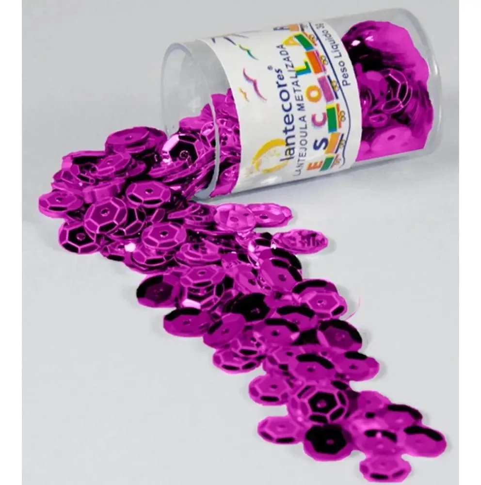 Lantejoula Metalizada Pink 6mm. Potes 3g