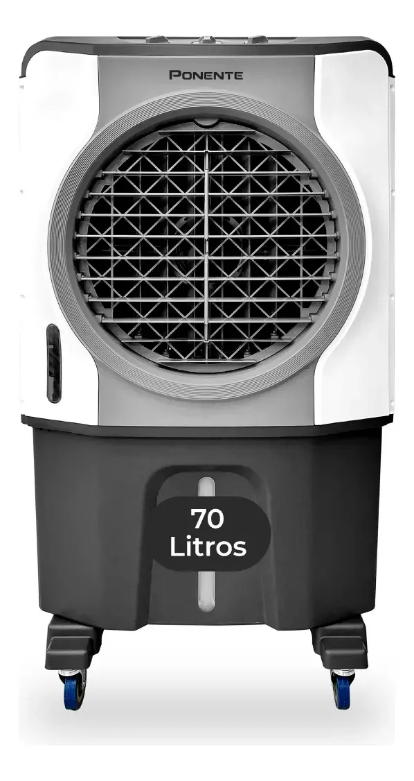 Climatizador Evaporativo Ponente 70L Umidificador Portátil 210W Cinza