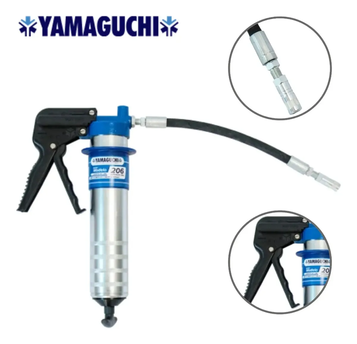 Bomba Engraxadeira Manual Yamaguchi 500g Aço Inoxidável Extensão Flexível