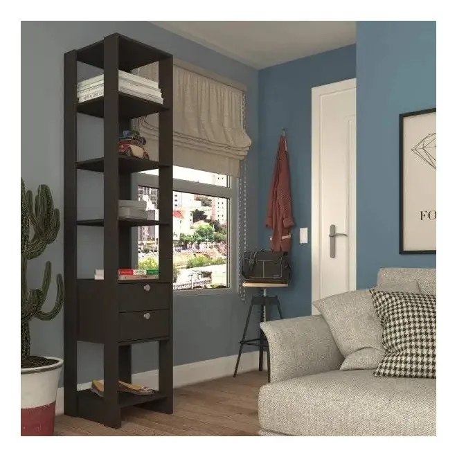 Estante Para Livros 2 Gavetas 4 Prateleiras Nova Mobile