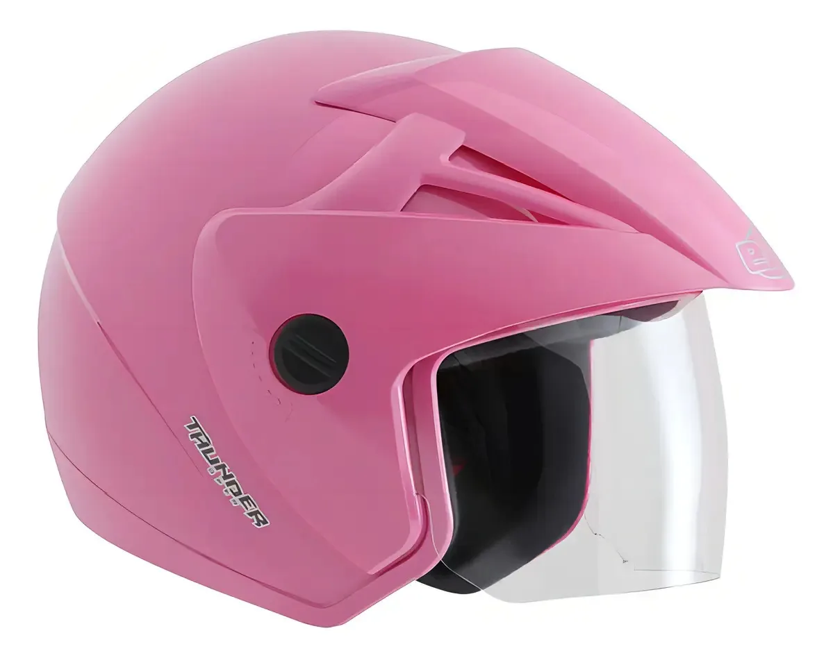 Capacete para moto aberto com viseira EBF Capacetes Thunder Open Solid rosa tamanho L