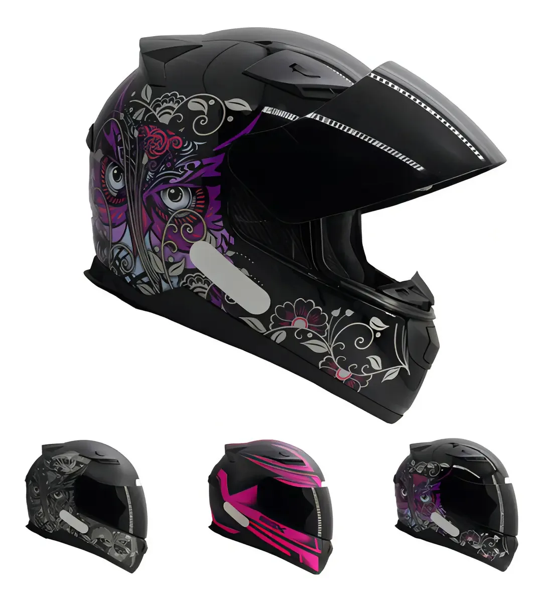 Capacete Feminino Com Narigueira + Viseira Fum