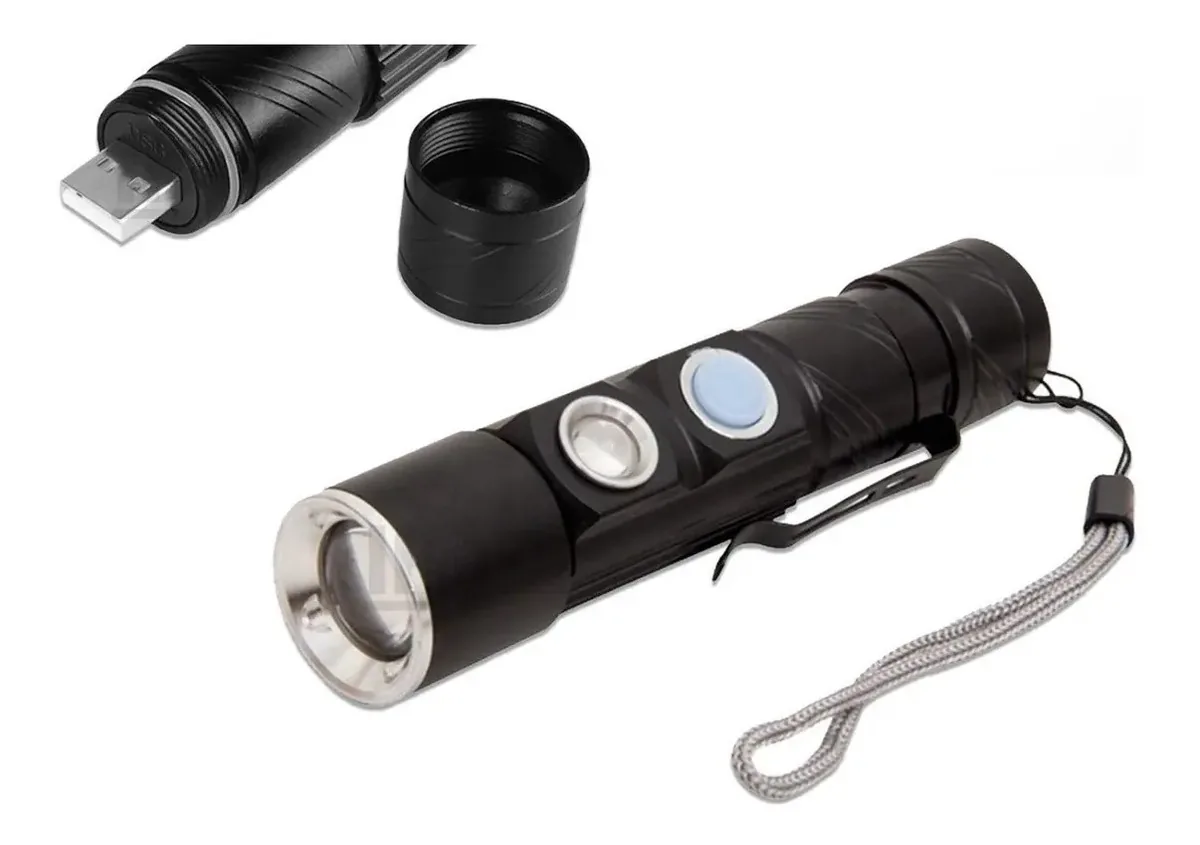 Lanterna Tatica Guepardo Clip Usb Recarregável