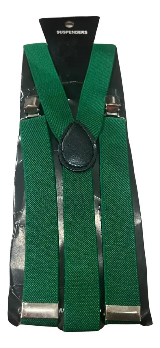 Suspensório Elástico Ajustável Verde com Clips 3 Pinças PECKS