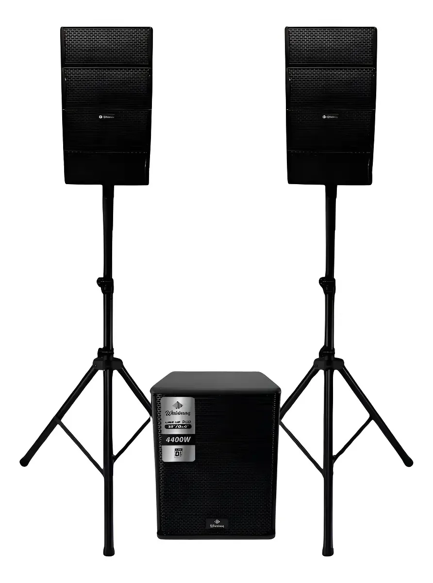 Caixa Som Sub 12 Pol + 2 Torre Satélite 1100w Mp3 Bluetooth Cor Preto