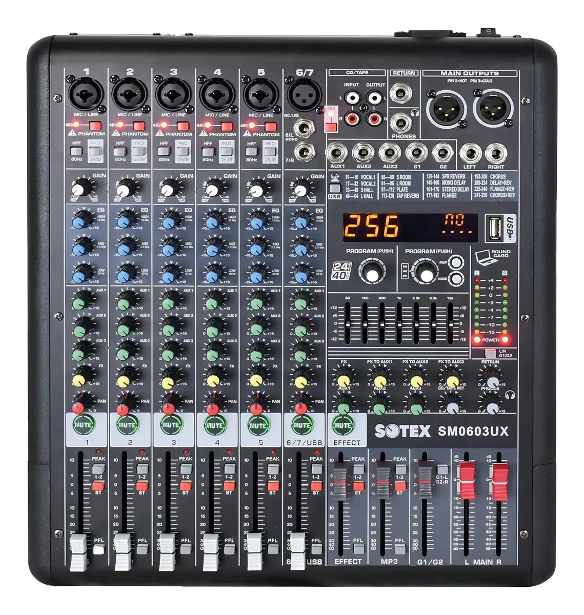 Mesa De Som Sotex Sm0603ux 6 Canais Bluetooth