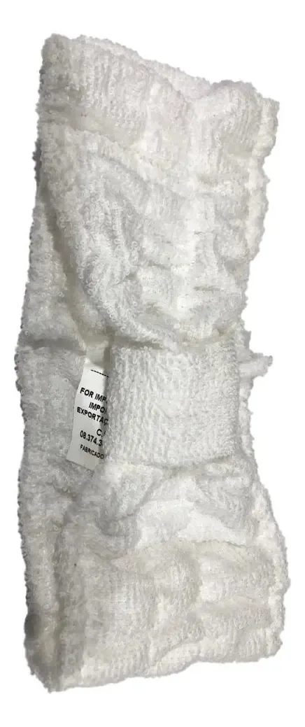 Faixa De Cabelo Atoalhado Elástica For 100% Algodão 65x9,5cm Branco