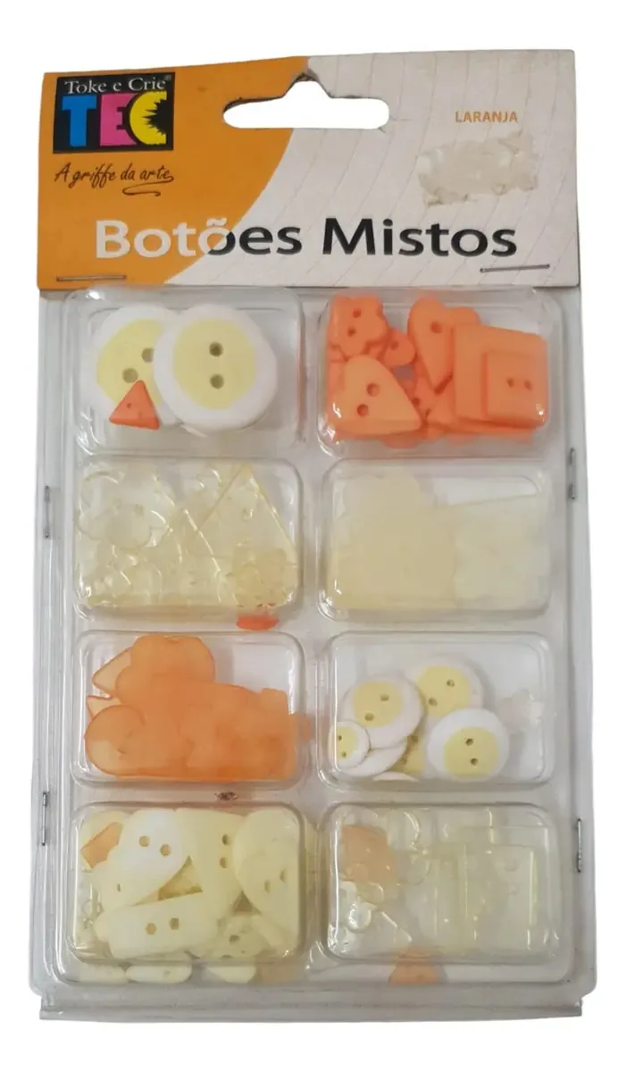 Botões Mistos Para Artesanato Formas E Tamanhos Variados Cor Laranja E Amarelo Formas Geométricas