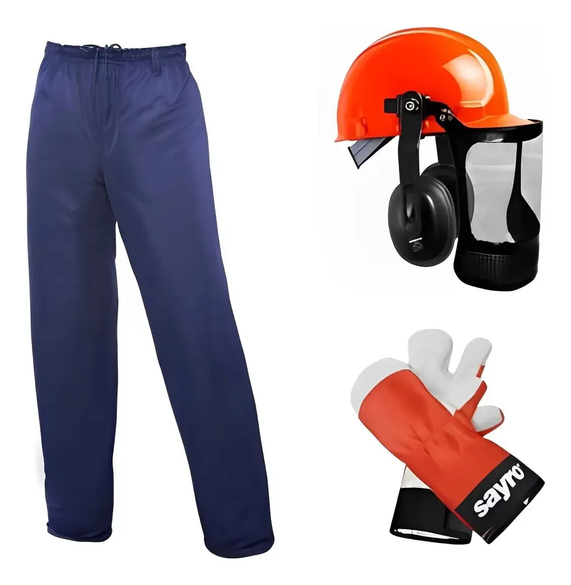 Kit Segurança Operador Motosserra Sayro Capacete Luva Calça Preto