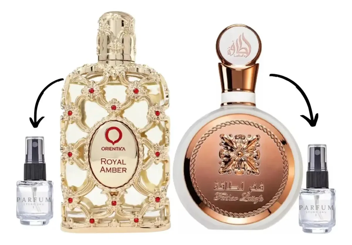 2 Perfumes Árabes 10ml Royal Amber E Fakhar Rose