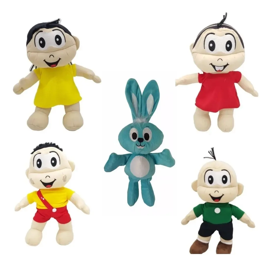 Turma Da Mônica 5 Pelúcias Magali Cebolinha Cascão Sansão
