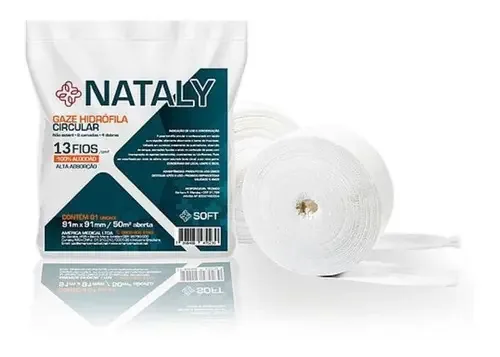 Compressa De Gaze 11 Fios 91 X 91mm Rolo - Nataly