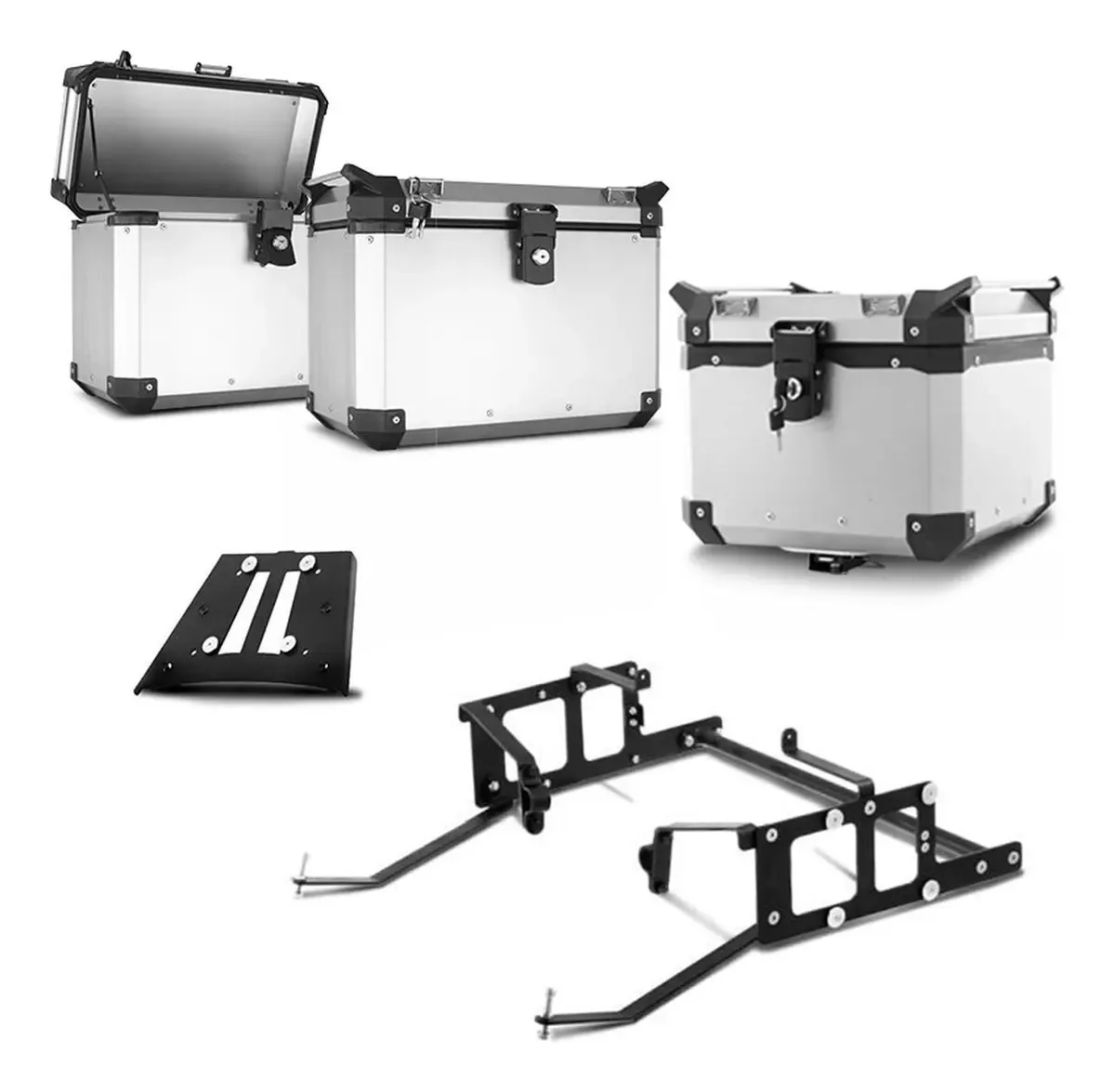 Kit Completo Baús 35/33l Super Adventure Bmw Gs 1200 2005/12 Cor Alumínio