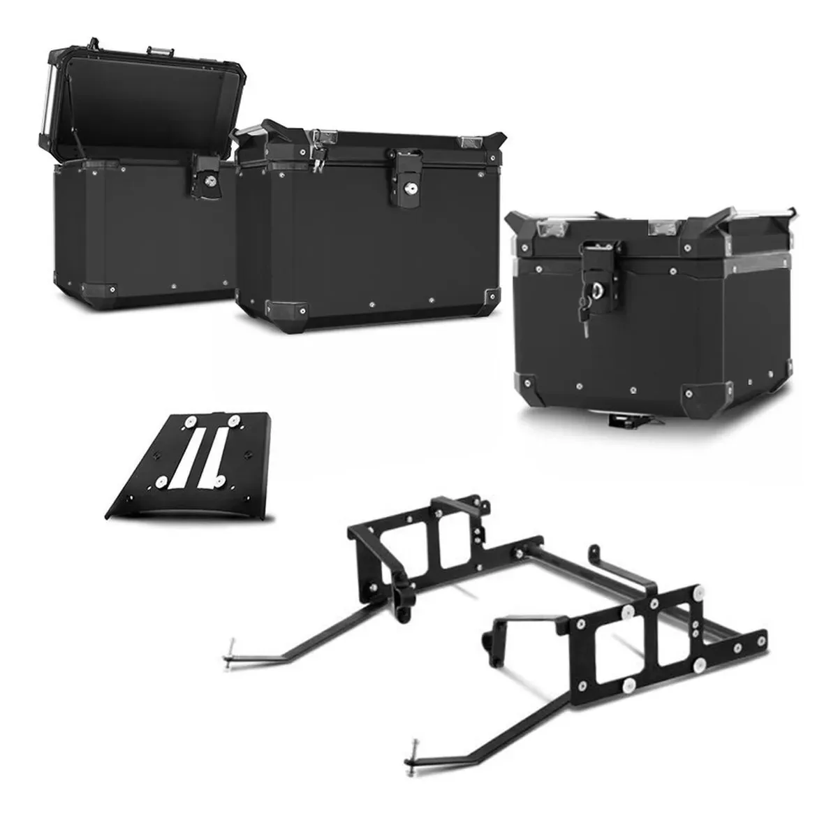 Kit Completo Baús 35/33 Litros Super Adventure Bmw Gs 1200 Cor Preto