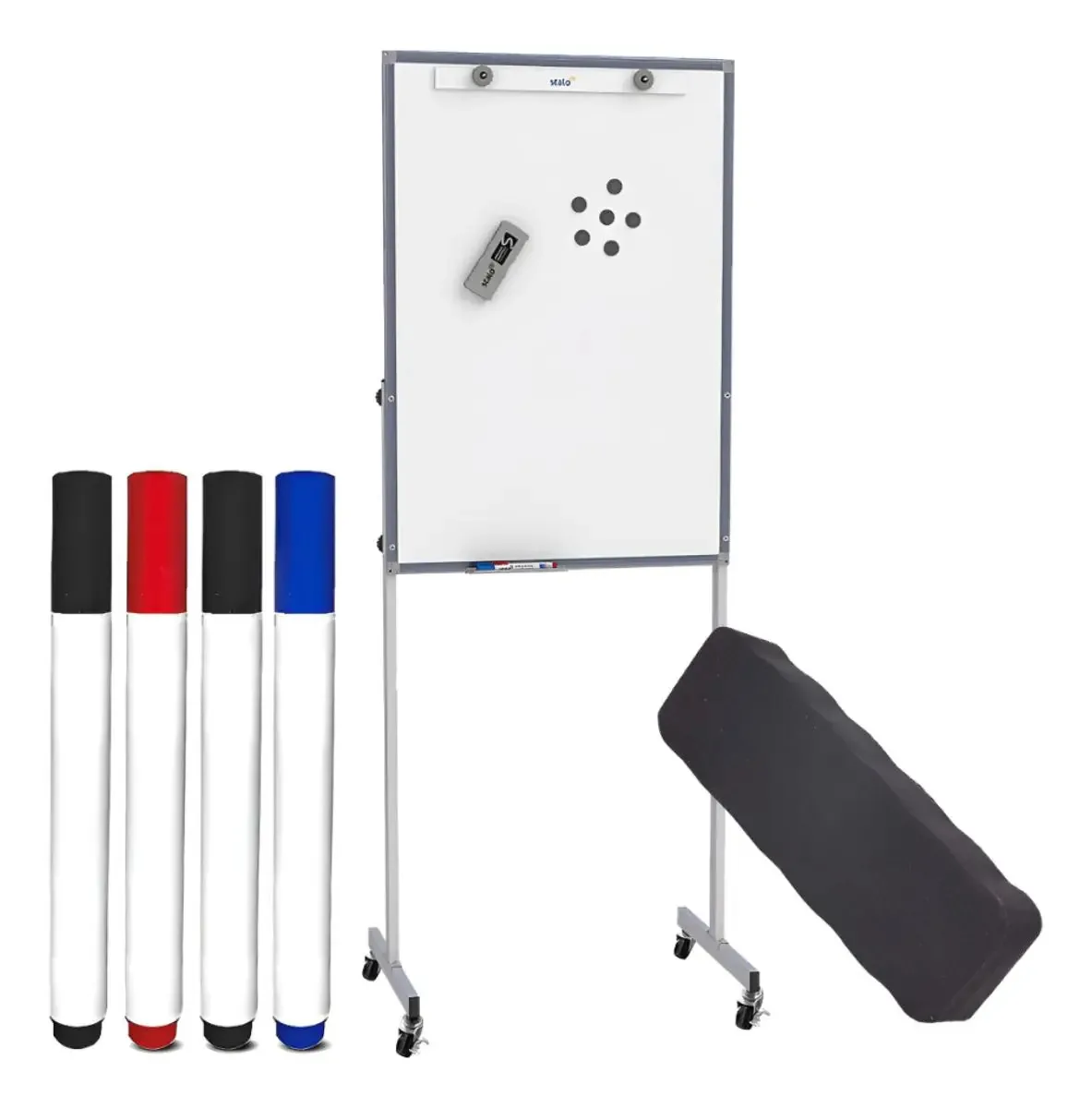 Cavalete Magnético Stalo Branco Rodas Flip Chart Escritório 100x70cm
