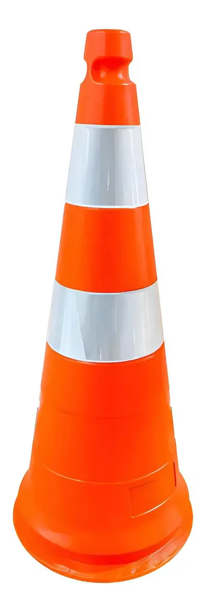 Cone Sinalização Laranja 75cm PVC Com Fitas Refletivas Plastcor