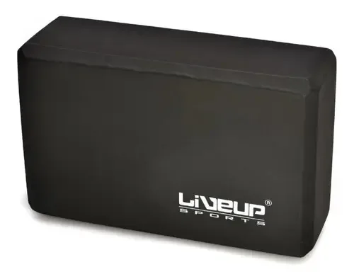 Bloco EVA Yoga Pilates Liveup Sports Espuma Preto 22,8x15,2x7,6cm