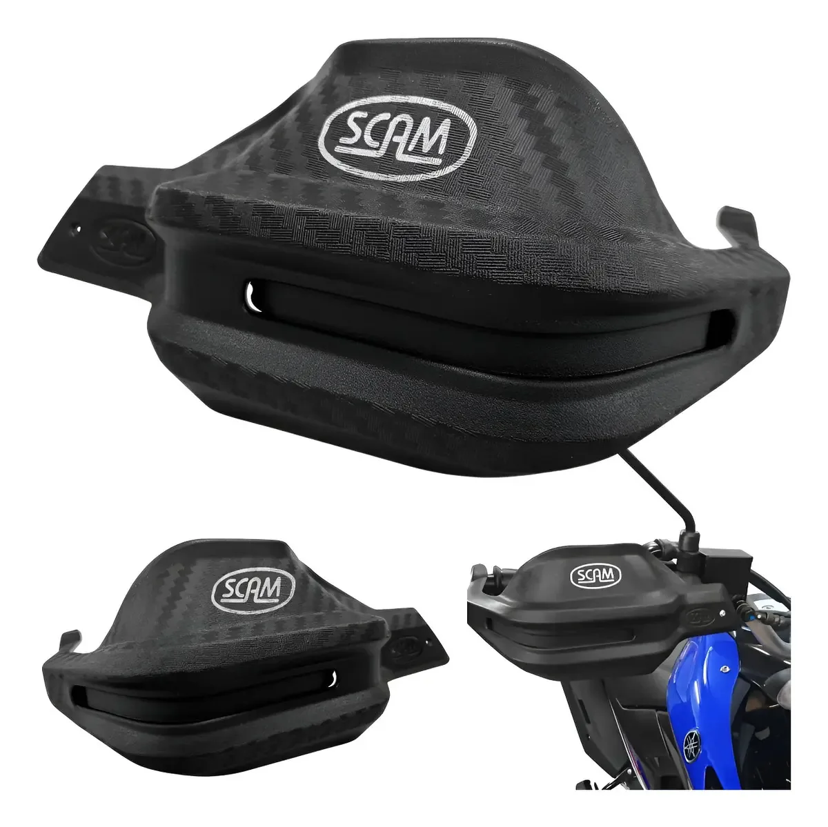 Protetor de Mão Scam Preto Yamaha Crosser150 Fibra de Carbono
