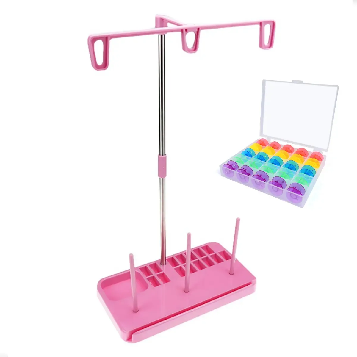 Porta Fio Kit Suporte Carretel + Estojo Bobina Costura Linha