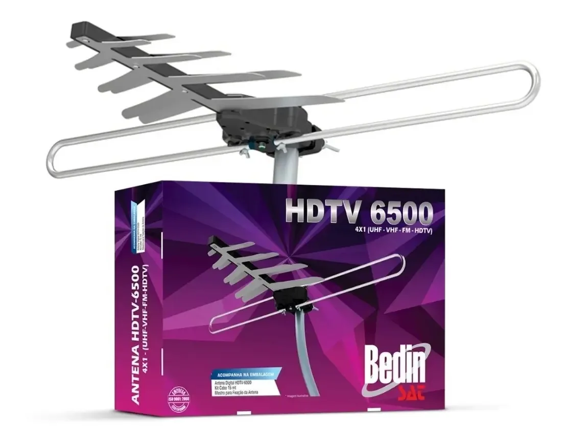 Antena Externa Tv Uhf Hdtv Hdtv-6500 Bedinsat Com Cabo 15mts