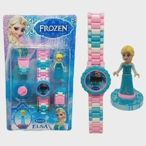 Relógio Infantil Arken Frozen Digital Silicone + Boneco Lego Elsa